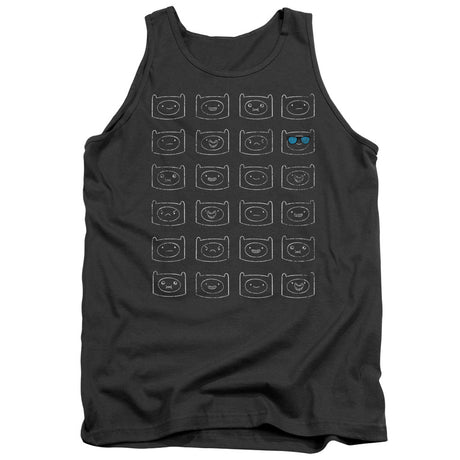 Adventure Time Finn Faces Mens Tank Top Shirt Charcoal Officially Licensed