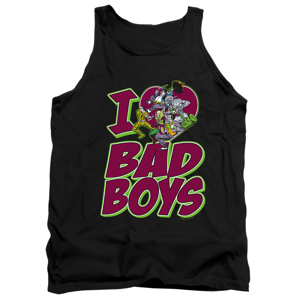 DC Comics I Heart Bad Boys Mens Tank Top Shirt Black Officially Licensed