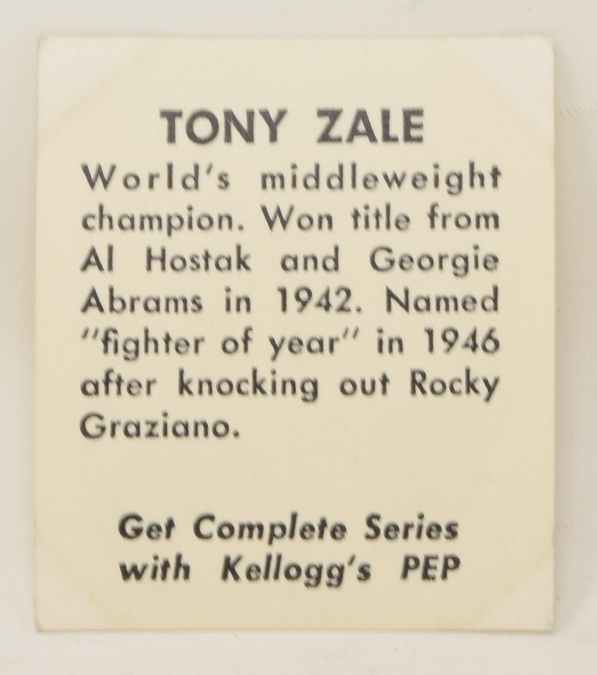 Tony Zale Boxer Boxing Middleweight Champion 1948 Kelloggs PEP Photo