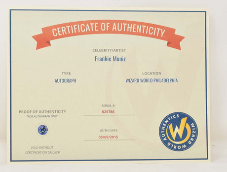 Frankie Muniz in Malcolm Signed Photo 8 x 10 COA