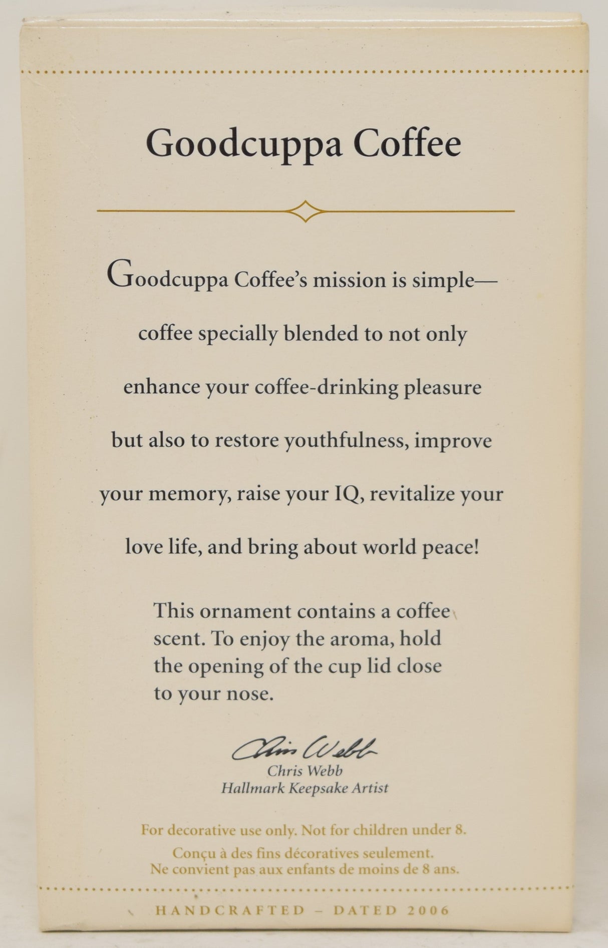 Hallmark Keepsake Ornament Goodcuppa Coffee Cup Christmas Tree 2008 NIB