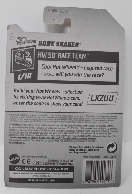 Hot Wheels Bone Shaker HW 50 Race Team 1/10 334 DieCast Car New