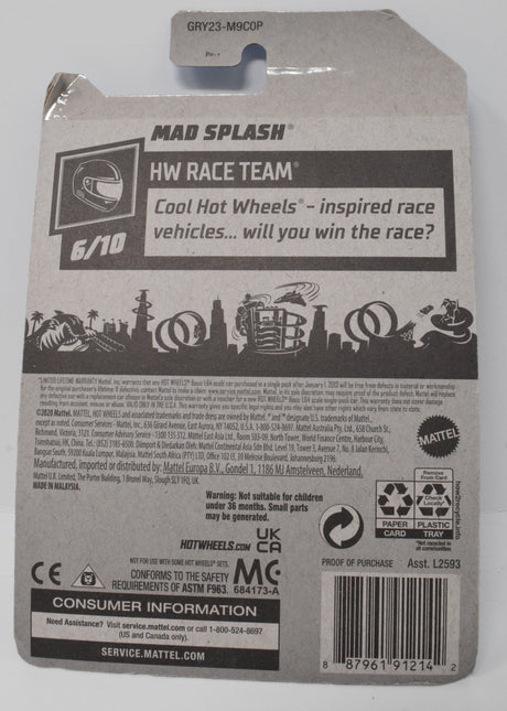 Hot Wheels Mad Splash HW Race Team 6/10 222 DieCast Car New
