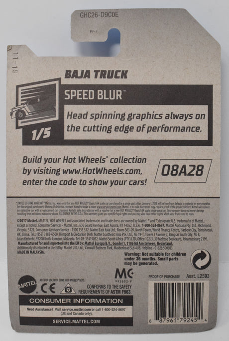 Hot Wheels Baja Truck Speed Blur 1/5 110 DieCast Car New