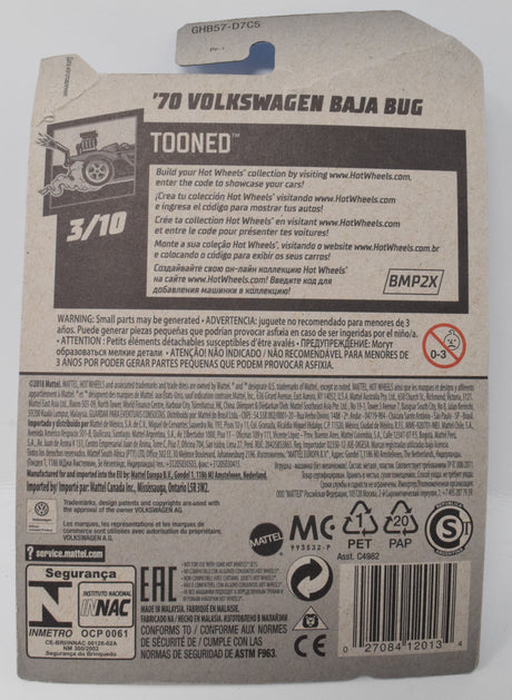 Hot Wheels 70 Volkswagen Baja Bug Tooned White DieCast Car 3/10 126 New