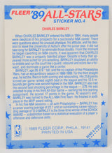 Charles Barkley Fleer All-Stars Sticker 1989-90 Basketball HOF Card 6