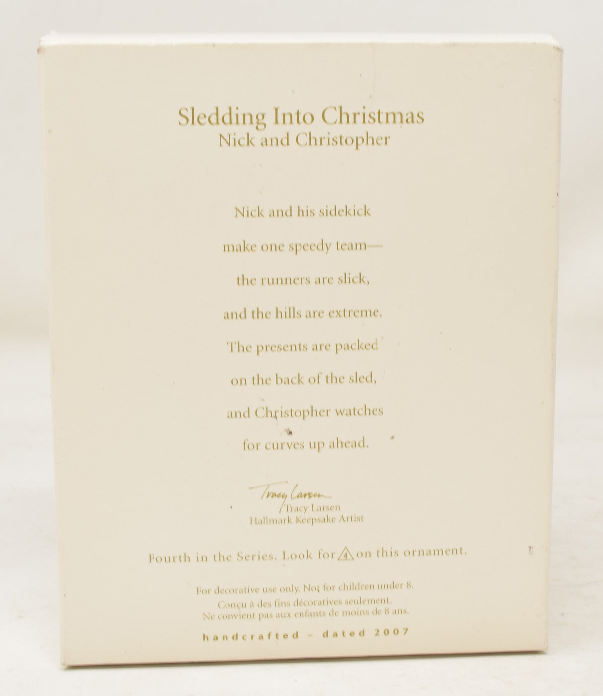 Hallmark Keepsake Ornament Nick Christopher Bear Sledding Into Christmas Tree 2007 NIB