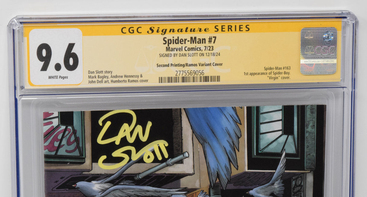 Spider-Man #7 Marvel 2023 2nd Print 1:25 Humberto Ramos Virgin Spider-Boy CGC SS 9.6 SIGNED Dan Slott