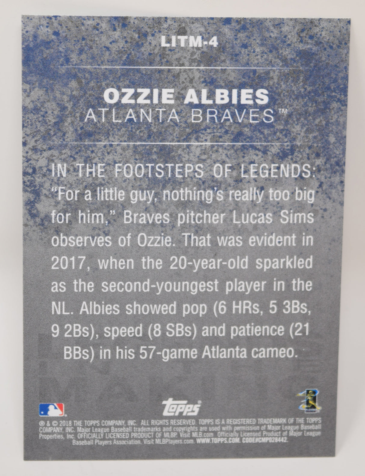Ozzie Albies Topps 2018 Baseball Legend In Making RC Rookie Card Braves LITM-4