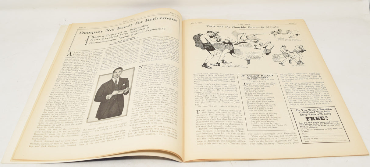 Ring Magazine March 1928 Boxing Jack Sharkey Gene Tunney Everlast Ad