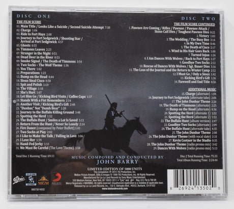 Dances With Wolves Soundtrack CD 2 Disc 25th Anniversary John Berry LTD 5000