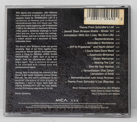 Schindler's List Soundtrack CD John Williams MCA