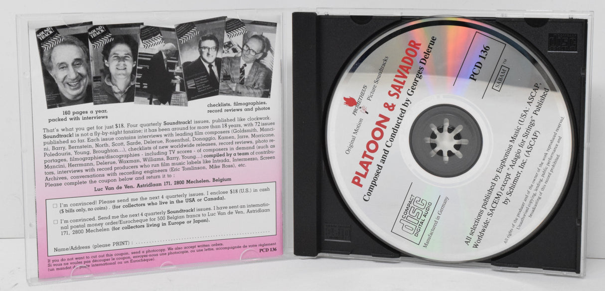 Platoon Soundtrack CD Georges Delerue Prometheus