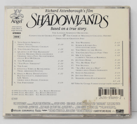 Shadowlands Soundtrack CD George Fenton Richard Attenborough Angel
