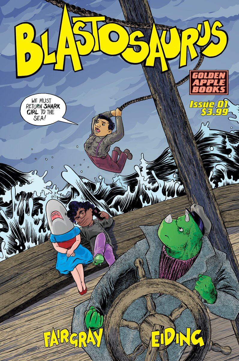 BLASTOSAURUS #02 B Golden Apple Books 2018 Richard Fairgray Paul Eiding Buffalo Shark Girl Variant