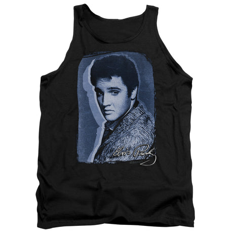 Elvis Presley Overlay Mens Tank Top Shirt Black Officially Licensed