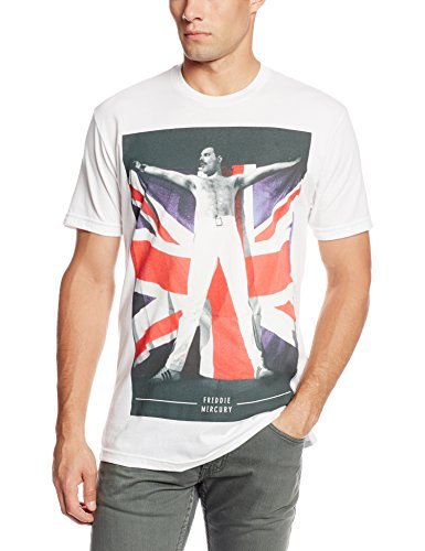 Freddie Mercury Men'S Freddie Mercury Freddie Flag T-Shirt, White, X-Large [T-Shirt]