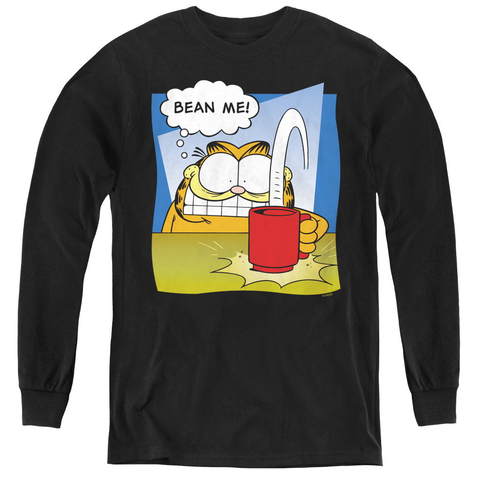 Garfield Bean Me Long Sleeve Kids Youth T Shirt Black