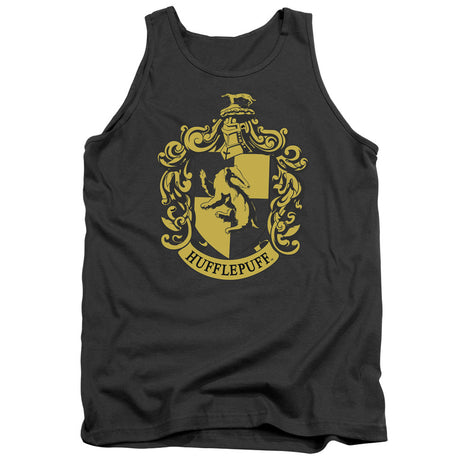 Harry Potter Hufflepuff Crest Mens Tank Top Shirt Charcoal Officially Licensed
