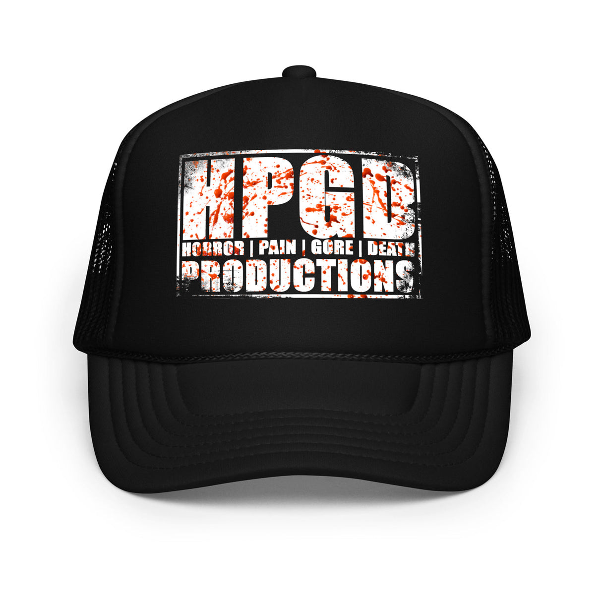 HORROR PAIN GORE DEATH PRODUCTIONS - HPGD Blood Spatter Logo Trucker Hat