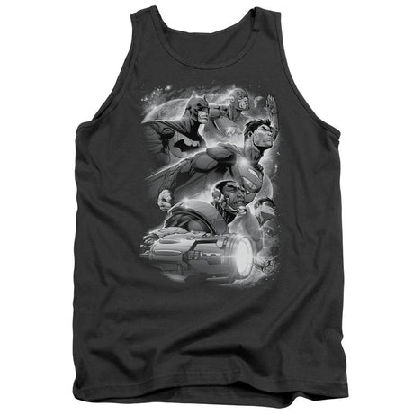 Justice League Atmospheric Mens Tank Top Shirt Charcoal Officially Licensed