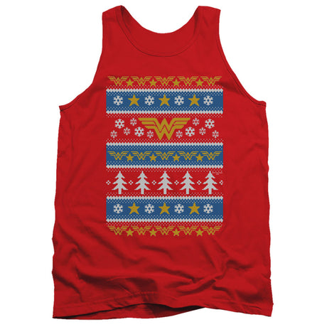 Dc Wonder Woman Wonder Woman Christmas Sweater Mens Tank Top Shirt Red Officially Licensed