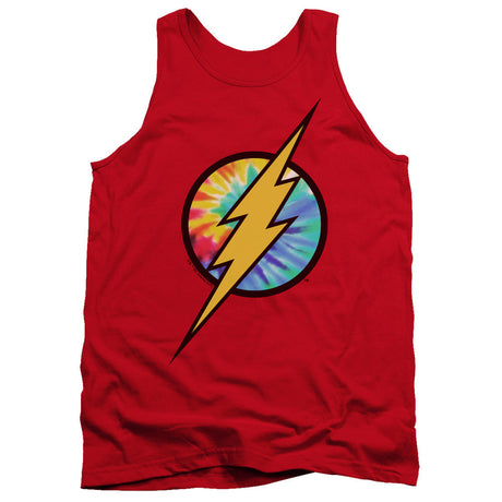 Dc Flash Tie Dye Flash Logo Mens Tank Top Shirt Red Officially Licensed