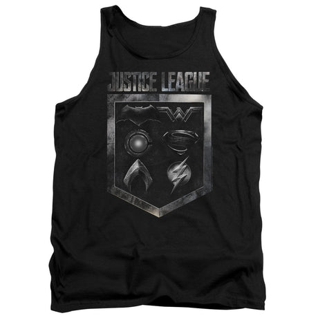 Justice League Movie Shield Of Emblems Mens Tank Top Shirt Black Officially Licensed