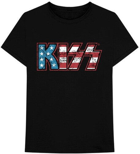 Kiss Distressed Americana Logo Black Unisex Short Sleeve T-shirt Small [T-Shirt]