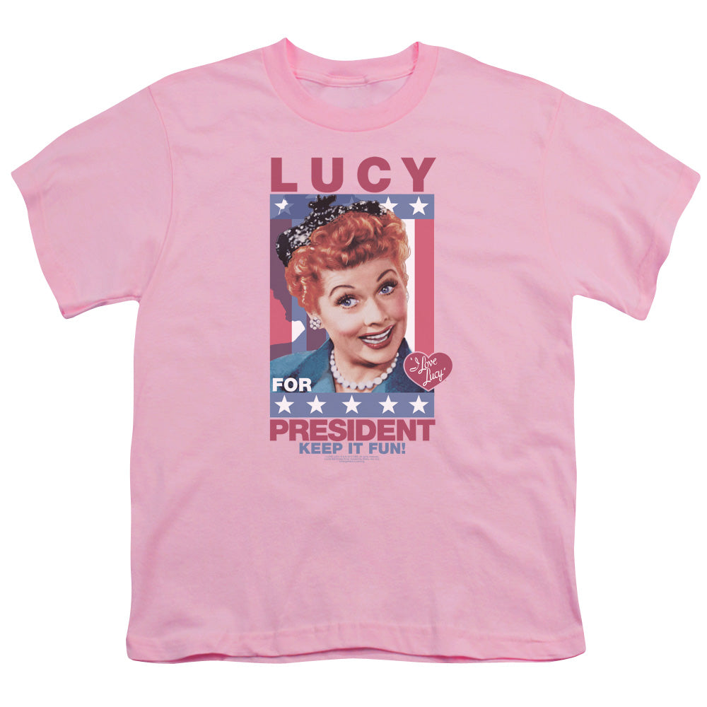 I Love Lucy for President Kids Youth T Shirt Pink Officially Licensed