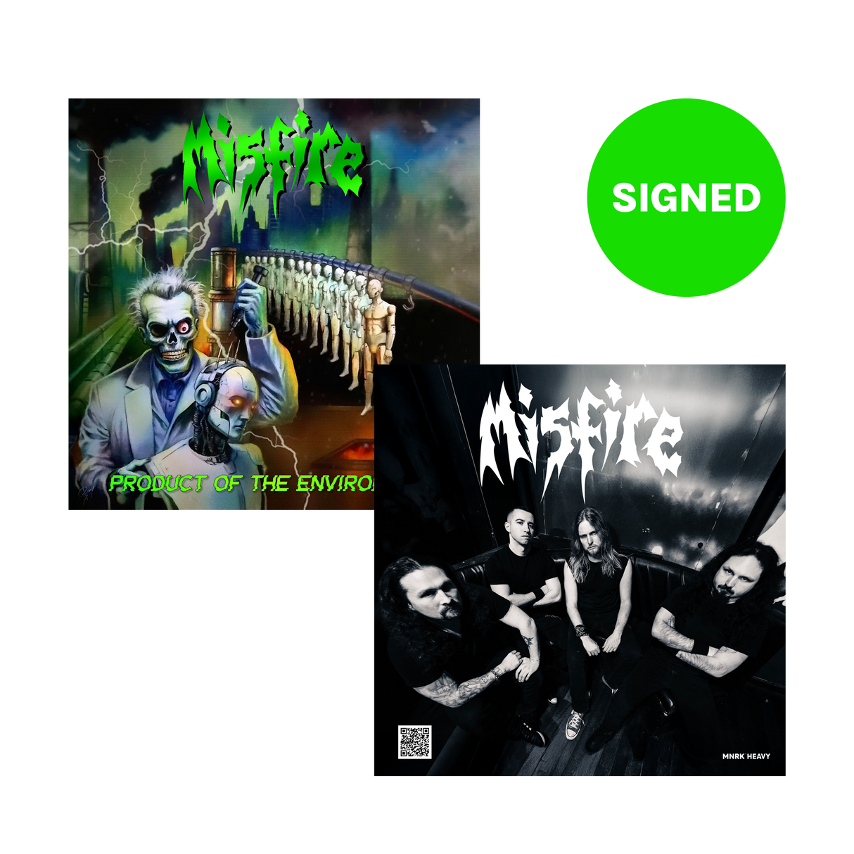 Misfire - Product Of The Environment Neon Green with Black Splatter Vinyl