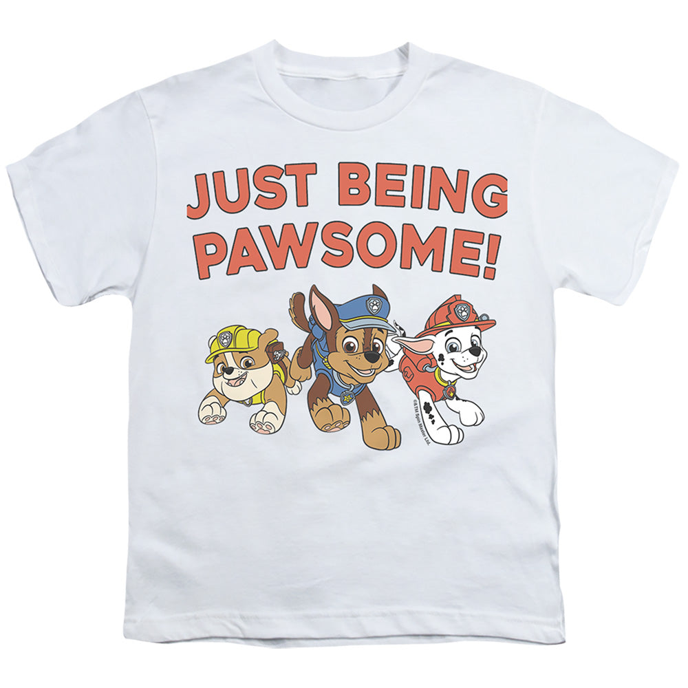 Paw Patrol Just Being Pawsome! Kids Youth T Shirt White Officially Licensed