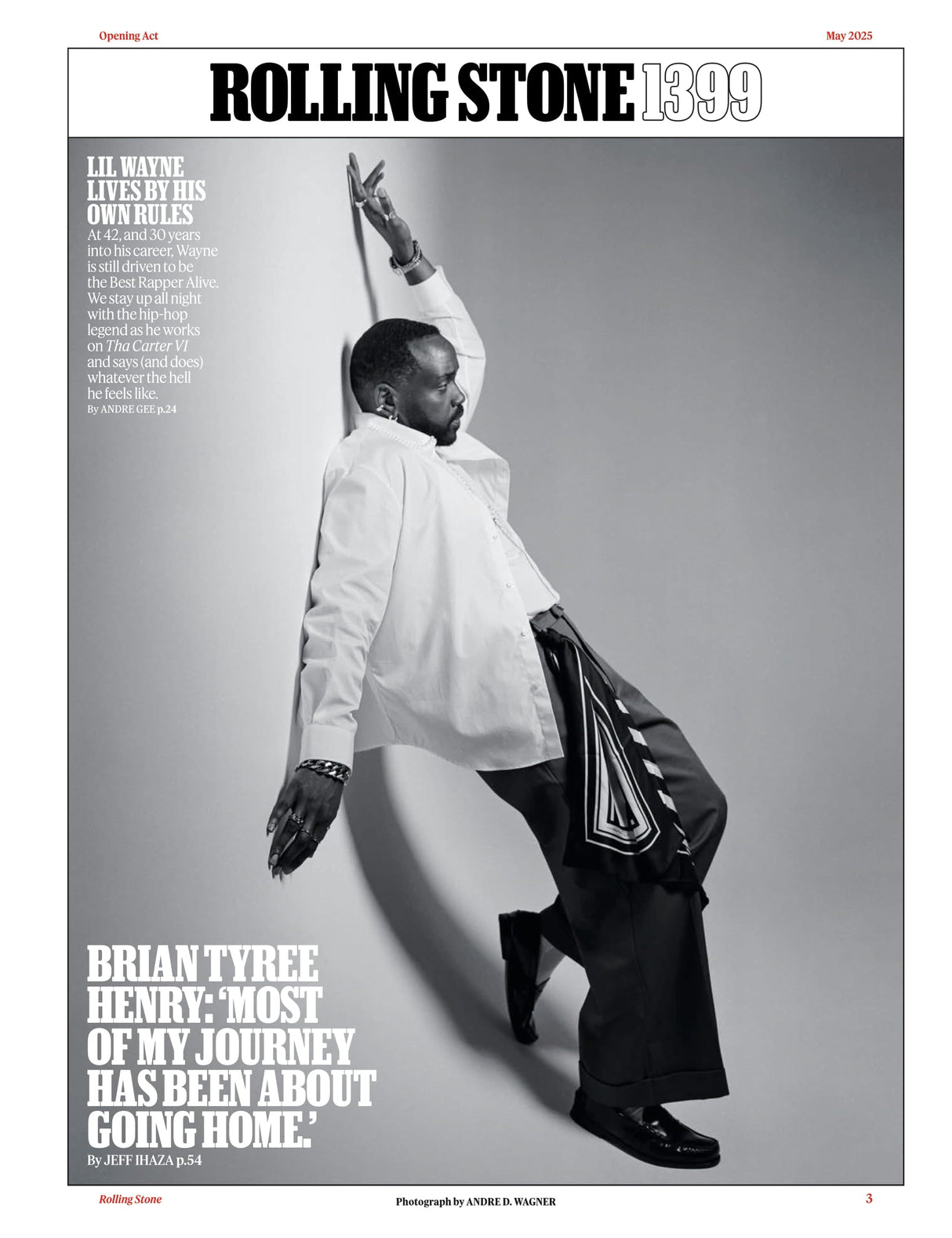 Rolling Stone - May 2025: Lil Wayne Lives By His Own Rules, Chaos & Carnage Of The First 100 Days, Battle For Greenland, Jimmy Kimmel's Interview, New Comedy All-Stars, Brian Tyree Henry & More!