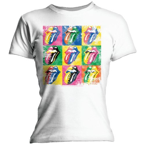 The Rolling Stones Juniors Rolling Stones: Warhol Tongue Skinny T-Shirt, White, Small [T-Shirt]