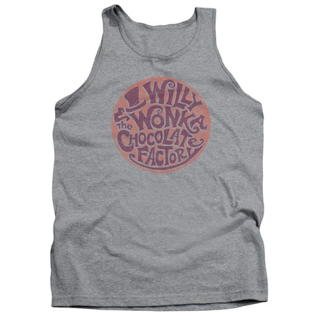 Willy Wonka And The Chocolate Factory Circle Logo Mens Tank Top Shirt Athletic Heather Officially Licensed