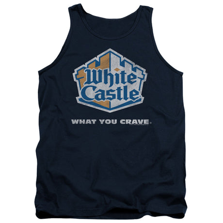 White Castle Distressed Logo Mens Tank Top Shirt Navy
