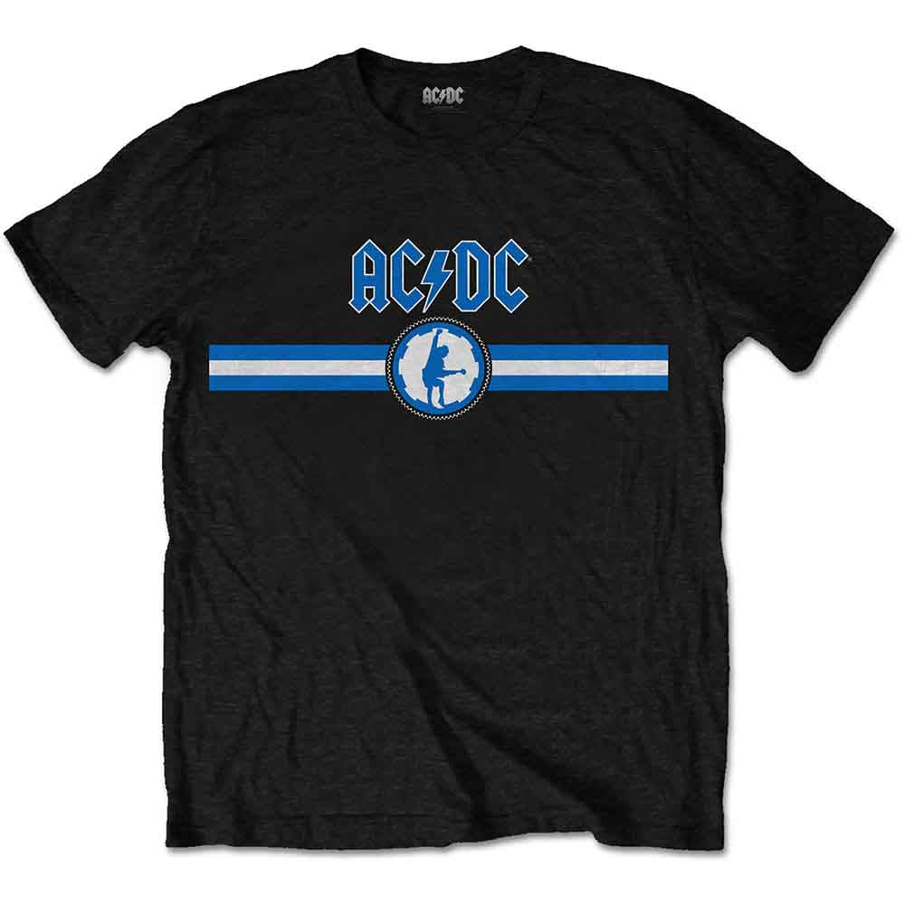 Camiseta con rayas y logotipo azul de AC/DC