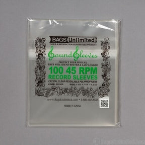 Bags Unlimited SPP45R - 7 IN 45 RPM Outer Record Sleeve - Resealable - 100 CNT (Sleeves)