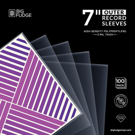 Big Fudge BFOS7x100US 7-inch 45RPM Vinyl Record Outer Sleeves 7.42x7.42 High-Density Polyprolylene 100 Pack Crystal Clear (Sleeves)