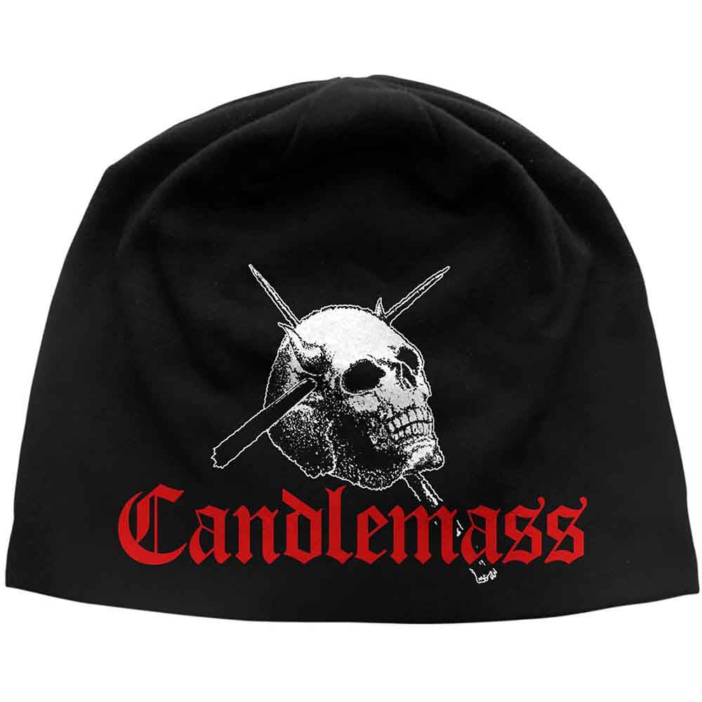 Gorro con calavera y logotipo de Candlemass