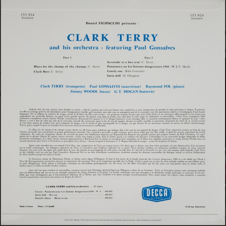 Clark Terry And His Orchestra Featuring Paul Gonsalves (Ltd to 2000) (Vinyl)