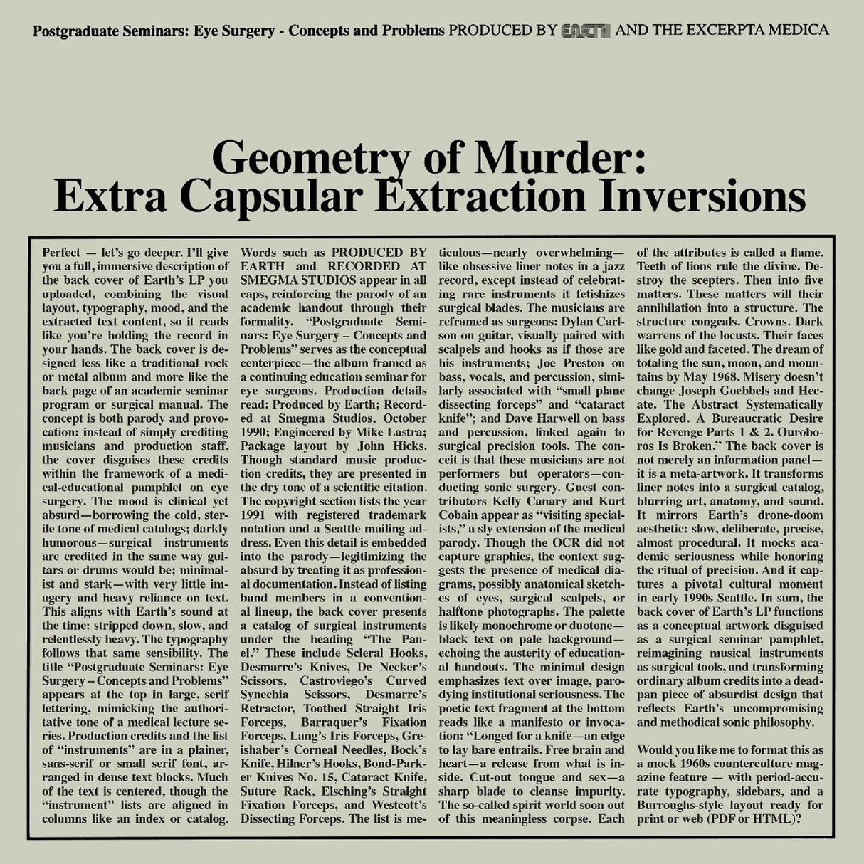 Geometry Of Murder: Extra Capsular Extraction Inversions (Crystal Clear Vinyl) [Vinyl]