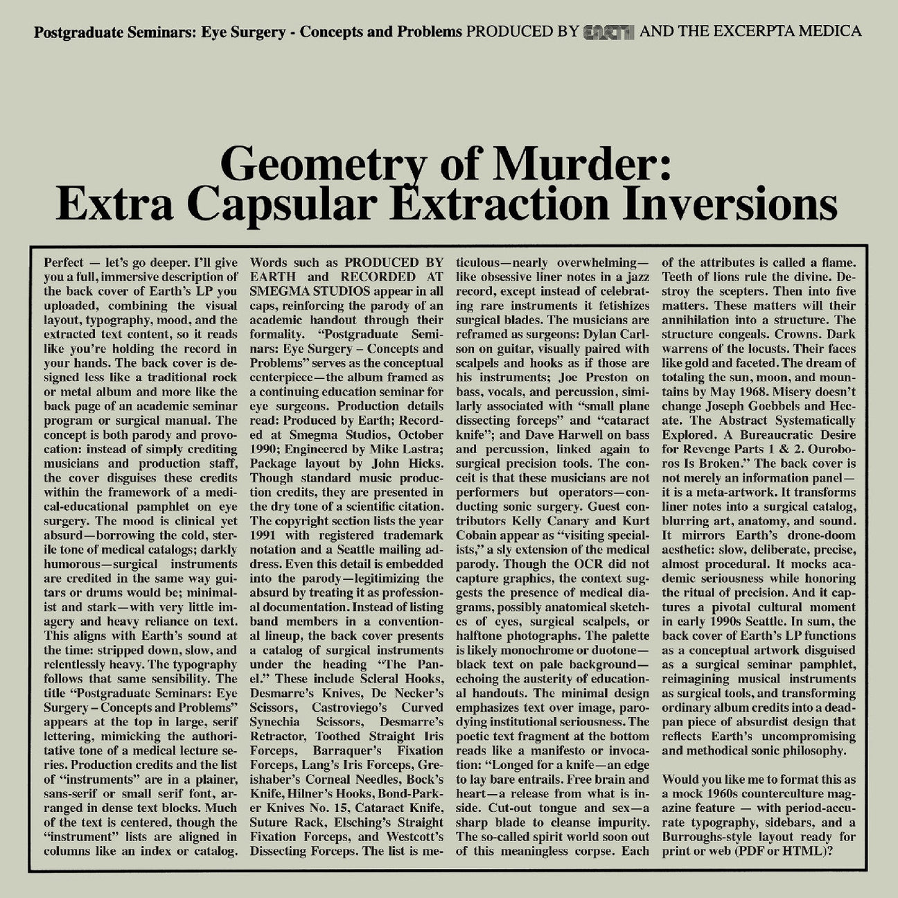 Geometry Of Murder: Extra Capsular Extraction Inversions (Crystal Clear Vinyl) [Vinyl]
