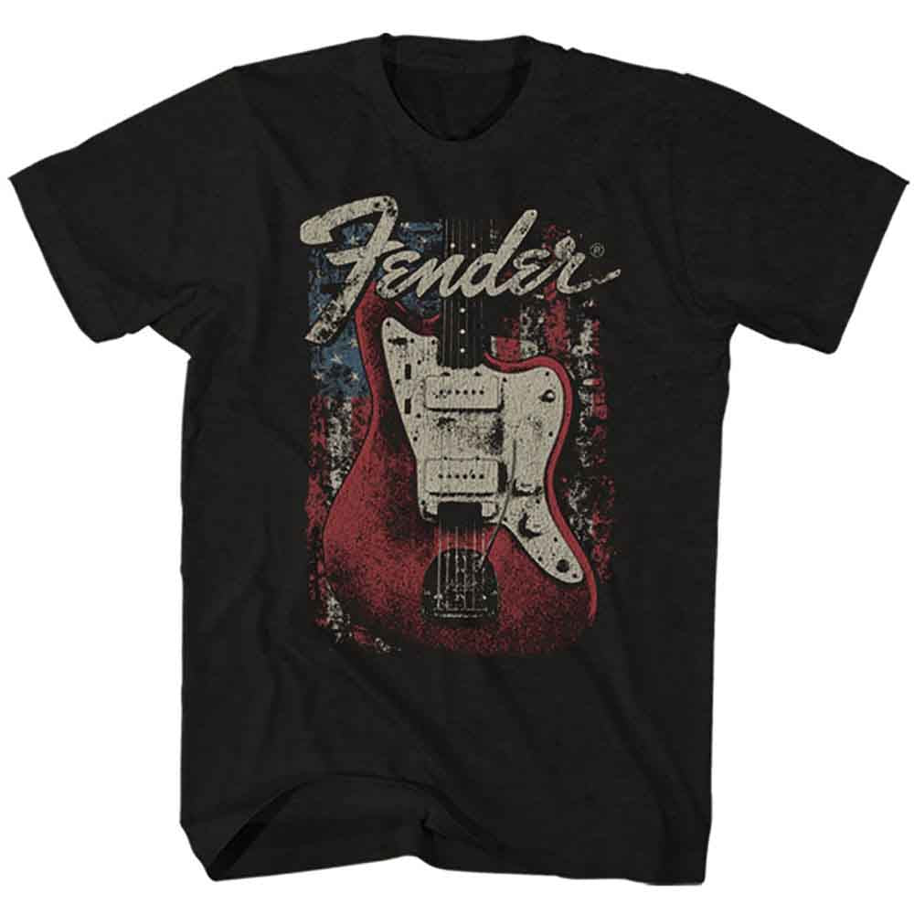 Camiseta con guitarra desgastada de Fender