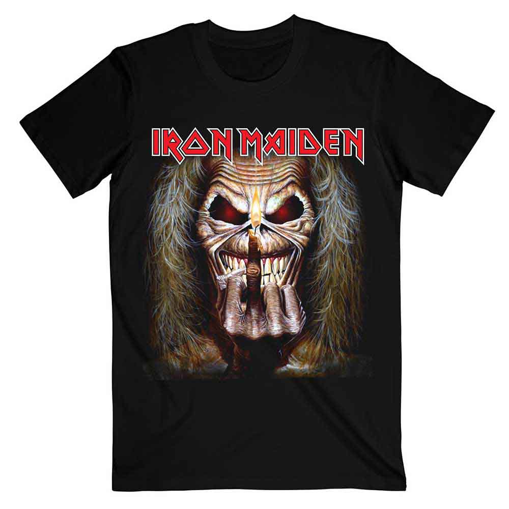 Camiseta con el dedo en forma de vela de Eddie de Iron Maiden