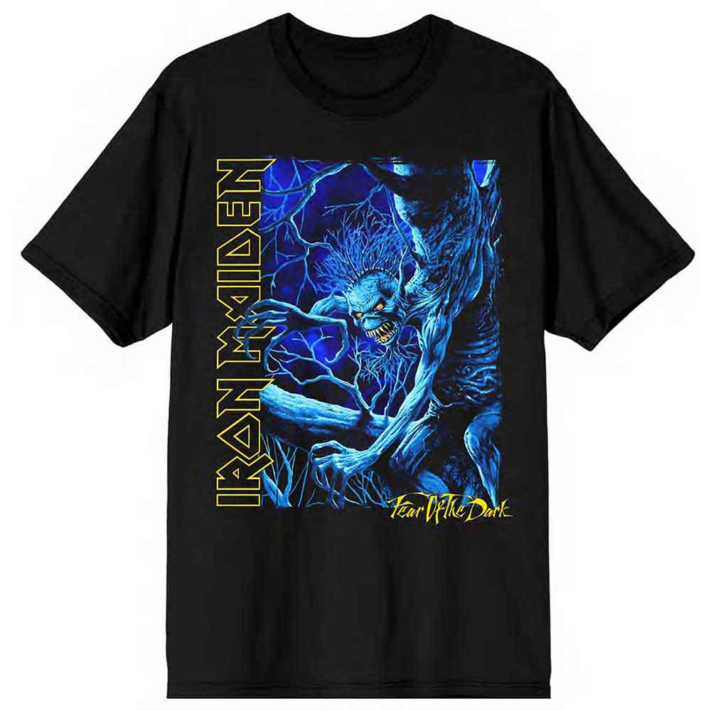 Camiseta con el logotipo vertical de Eddie Fear of the Dark Blue Tone de Iron Maiden