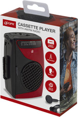 GPX CAS337 Portable Cassette Player with AM/FM Radio/Voice Record (Red, Black, Cassette Player) (Cassette Player)