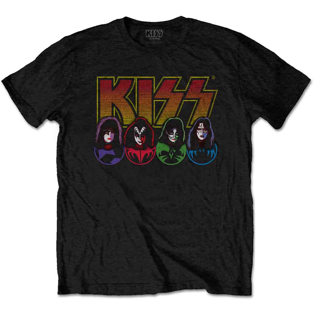 Camiseta con el logotipo, las caras y los iconos de Kiss