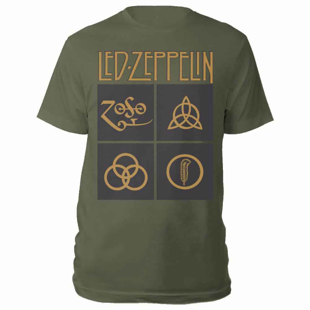 Led Zeppelin 金色标志黑色方形 [T 恤]