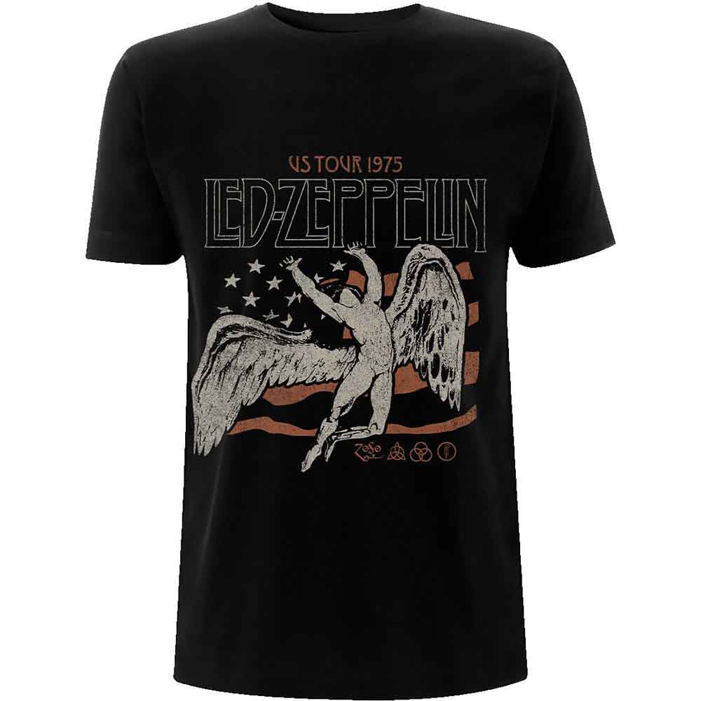 Camiseta con la bandera de la gira estadounidense de 1975 de Led Zeppelin